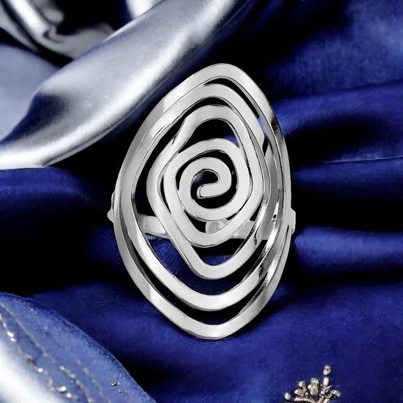 🆕️ Spiral Elegance Stainless Steel Ring - Hypoallergenic & Adjustable ✨ - Picture 1 of 13